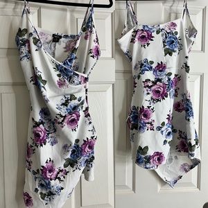Brand is Rue21. Size XL. Color is white with purple and blue flowers